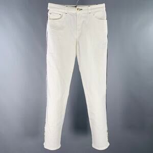 EMPORIO ARMANI Size 28 White Black Cotton Blend Straight Five Pockets Jeans